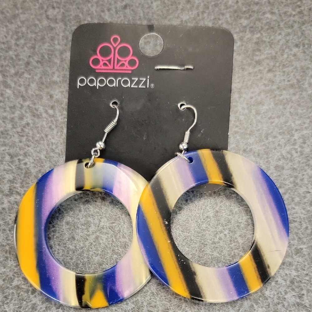 Paparazzi Vibrant Purple and Yellow Statement Earrings